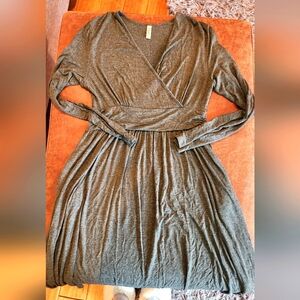 Gray Faux Wrap Dress with Pockets!